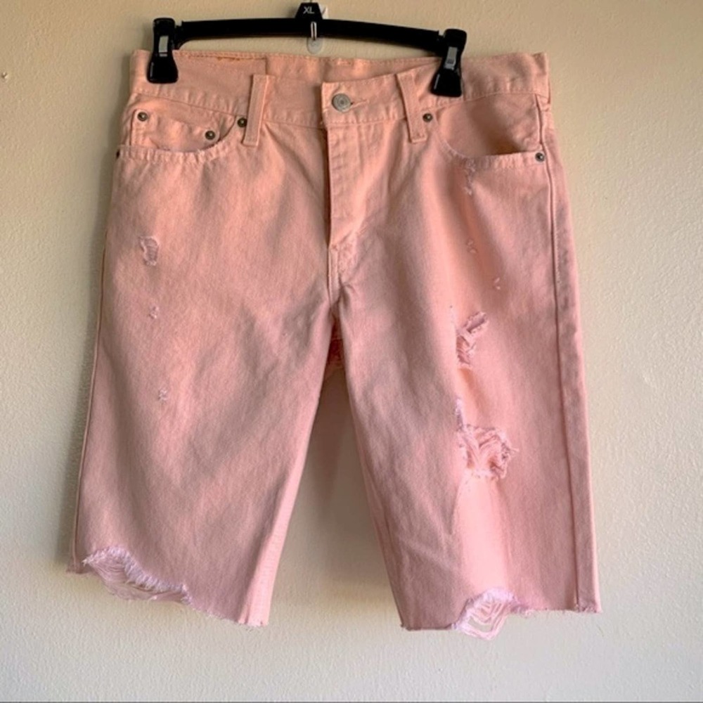 Levis Men’s 511 Pink Slim Fit Cut Off Shorts
